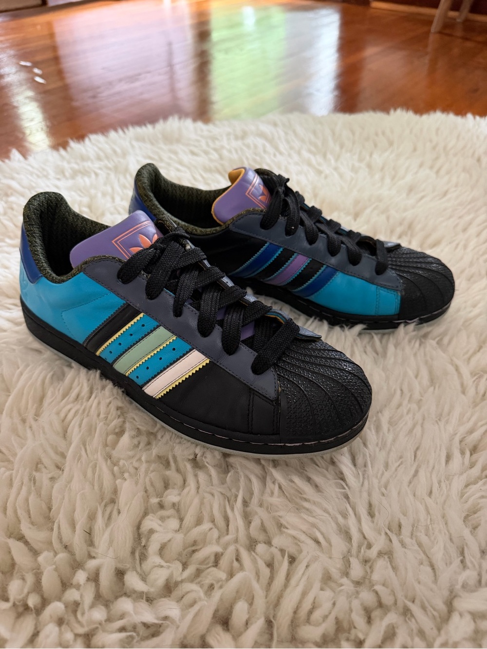adidas superstar II - Men’s Black and blue Sneakers with Purple Accents